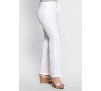 Leinenhose SHEEGO "Große Größen", Damen, Gr. 54, Normalgrößen, weiß, Obermaterial: 55% Leinen, 45% Baumwolle, unifarben, casual, lang, Hosen, aus angenehmen Baumwoll-Leinen-Mix (91414910-54) weiß