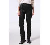 Bootcuthose STREET ONE STUDIO, Damen, Gr. 42, Länge 30, schwarz, Stoff, 75% Polyester, 22% Viskose, 3% Elasthan, animal-print, bootcut fit lang, Hosen, High Waist (43950430-42) schwarz