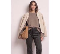 Stoffhose STREET ONE, Damen, Gr. 42, Länge 30, braun (schwarz coffee), Stoff, 90% Polyester, 10% Elasthan, unifarben, slim fit lang, Hosen Stoffhose, aus Velour (72743410-42) schwarz coffee