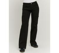 Bootcuthose TALLY WEIJL "SPACOWELLE", Damen, Gr. 38, N-Gr, schwarz, Web, Obermaterial: 98% Baumwolle, 2% Elasthan, unifarben, bootcut fit lang, Hosen, Baumwollmischung, im Cargo-Stil mit seitlichen Ta