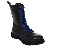 Boots & Braces - 10 Loch schwarz mit blauer Naht Stiefel Rangers