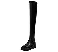 Boots For Women Uk Knee High Leather Ankle Boots For Women Ladies Riding Boots Fashion Womens Ladies Sexy Thigh Chunky Platform Heel Stretch Boots Motorbike Boots Combat Biker Boots Black