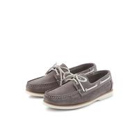 Bootsschuh ELBSAND "Lederschuhe", Damen, Gr. 44, grau, Obermaterial: 100% Rindsleder. Decksohle: 100% Lederimitat. Futter: 100% Rindsleder. Laufsohle: 100% Synthetik, kontrastfarbene Details, unifarbe