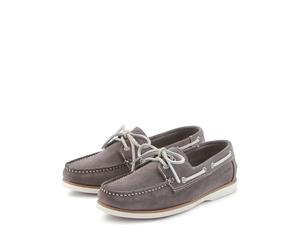 Bootsschuh ELBSAND "Lederschuhe", Damen, Gr. 44, grau, Obermaterial: 100% Rindsleder. Decksohle: 100% Lederimitat. Futter: 100% Rindsleder. Laufsohle: 100% Synthetik, kontrastfarbene Details, unifarbe