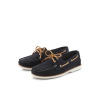 Bootsschuh ELBSAND "Lederschuhe", Damen, Gr. 45, blau (marine), Obermaterial: 100% Rindsleder. Decksohle: 100% Lederimitat. Futter: 100% Rindsleder. Laufsohle: 100% Synthetik, kontrastfarbene Details,