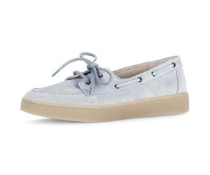 Bootsschuh GABOR, Damen, Gr. 42, hellblau, Veloursleder, Schuhe Bootsschuh, Plateau, Schnürschuh, Halbschuh mit modischen Durchzügen (23657331-42) hellblau