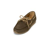 Bootsschuh MARC O'POLO "aus Veloursleder in Cord-Optik", Damen, Gr. 36, grün (schwarz mossy olive), Obermaterial: 100% Leder (Rind), unifarben, Schuhe Bootsschuh (77842360-36) schwarz mossy olive