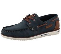 Bootsschuh MUSTANG SHOES "Orlando", Herren, Gr. 43, blau (navy), Lederimitat, Schuhe Bootsschuh, Schnürschuh, Freizeitschuh mit modischen Ösen und Durchzügen (33389261-43) navy
