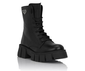 Bootsschuh PHILIPP PLEIN "Logo", Damen, Gr. 36, Normalschaft, schwarz (02, schwarz), Schuhe Bootsschuh (31181559-36) 02, schwarz