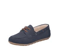 Bootsschuh RIEKER, Damen, Gr. 37, blau (nachtblau), Lederimitat, unifarben, Schuhe Bootsschuh, Mokassin, Schnürschuh, Halbschuh mit weicher Innensohle (49543717-37) nachtblau