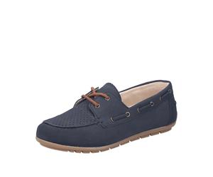 Bootsschuh RIEKER, Damen, Gr. 41, nachtblau, Lederimitat, unifarben, Schuhe Bootsschuh, Mokassin, Schnürschuh, Halbschuh mit weicher Innensohle (49543717-41) nachtblau