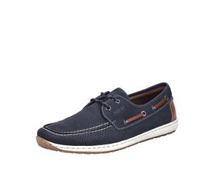 Bootsschuh RIEKER, Herren, Gr. 42, nachtblau, Nubuklederimitat, Schuhe Bootsschuh, Mokassin, Halbschuh, Frühlingsschuh mit Perforation (81738555-42) nachtblau