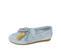 Bootsschuh TAMARIS, Damen, Gr. 37, hellblau, Veloursleder, Schuhe Bootsschuh, Slipper, Schlupfschuh, mit farbigen Quasten (36520155-37) hellblau