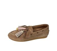 Bootsschuh TAMARIS, Damen, Gr. 40, taupe, Veloursleder, Schuhe Bootsschuh, Slipper, Schlupfschuh, mit farbigen Quasten (88910360-40) taupe