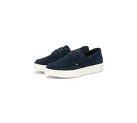 Bootsschuh TOMMY HILFIGER "CASUAL SUEDE STITCH TOE HYBRID", Herren, Gr. 40, dunkelblau, Veloursleder, unifarben, Schuhe Bootsschuh, Schnürschuh, Halbschuh, Freizeitschuh mit abgesteppter Ziernaht (430