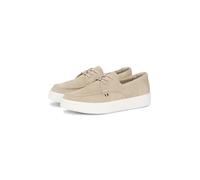 Bootsschuh TOMMY HILFIGER "CASUAL SUEDE STITCH TOE HYBRID", Herren, Gr. 43, beige, Veloursleder, unifarben, Schuhe Bootsschuh, Schnürschuh, Halbschuh, Freizeitschuh mit abgesteppter Ziernaht (63028744