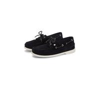 Bootsschuh TOMMY HILFIGER "HILFIGER SUEDE BOAT SHOE", Damen, Gr. 39, schwarz (dunkelblau), Veloursleder, Schuhe Bootsschuh, Freizeitschuh, Halbschuh, Schnürer mit modischen Durchzügen (55958728-39) du