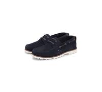 Bootsschuh TOMMY HILFIGER "HILIFGER LIGHT SDE BOAT SHOE", Herren, Gr. 42, dunkelblau, Veloursleder, unifarben, Schuhe Bootsschuh, Schnürschuh, Halbschuh mit Durchzügen und Ösen (14000002-42) dunkelbla