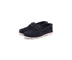 Bootsschuh TOMMY HILFIGER "HILIFGER LIGHT SDE BOAT SHOE", Herren, Gr. 44, dunkelblau, Veloursleder, unifarben, Schuhe Bootsschuh, Schnürschuh, Halbschuh mit Durchzügen und Ösen (14000002-44) dunkelbla