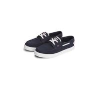 Bootsschuh TOMMY HILFIGER "TH BOAT VULC SNEAKER CANVAS", Herren, Gr. 43, dunkelblau, Baumwolle, Schuhe Bootsschuh, Schnürschuh, Halbschuh mit Kontrastbesätzen und Durchzügen (97479508-43) dunkelblau