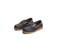 Bootsschuh TOMMY HILFIGER "TH FLAG BOAT SHOE CORE LEATHER", Damen, Gr. 37, dunkelblau, Leder, kontrastfarbene Details, unifarben mit Farbeinsatz, Schuhe Bootsschuh, Schnürschuh, Sommerschuh mit modisc