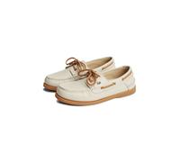 Bootsschuh TOMMY HILFIGER "TH FLAG BOAT SHOE CORE LEATHER", Damen, Gr. 38, beige, Leder, kontrastfarbene Details, unifarben mit Farbeinsatz, Schuhe Bootsschuh, Schnürschuh, Sommerschuh mit modischen D