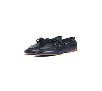 Bootsschuh TOMMY HILFIGER "TH SLEEK LEATHER BOAT SHOE", Damen, Gr. 39, dunkelblau, Nappaleder, unifarben, Schuhe Bootsschuh, Bootsschuh, Businessschuh mit Blockabsatz und Ösen mit Durchzug (58828763-3
