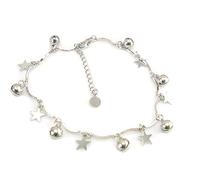 Boowhol Damen Verstellbar Fußkettchen Fußkette Armbänder Armkette mit Anhänger Sterne Glocke aus 925 Sterling Silber (Fußkette)
