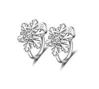 Boowhol Damen Zircon Schneeflocke Ohrringe Non-Piercing Ohrclip Ohrclips Ohrringe Ohrstecker 925 Sterling Silber