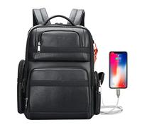 BOPAI 40L Rucksack aus Leder Herren 39,6 cm Laptop Rucksack USB Ladekabel Business Travel Rucksack Herren