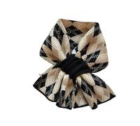 BOQUN Winterschal Damen Kleiner Schal Kurz Frauen Herbst- Und Winterkreuz Gestricktem Schal -Version Farbe Passender Winter Warmer Fauler Nacken Beschützer-Schwarz-1