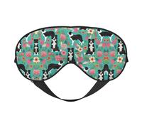 Border Collie Augenmaske mit Blumenmuster, glatt, weich, verstellbar, Schattierung, Augenbinde, Augenmaske für Ausruhen, Reisen