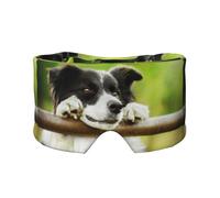 Border Collie Hund Grün, Vollständige Augenabdeckungen, lichtblockierende Augenmaske, Schlafaugen- und Ohrenschützer