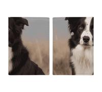 Border Collie Reisepasshülle aus Leder, handgefertigt, mit Karten- und Ticketschlitz, einfacher Zugriff, Reisepasshülle, Reisepasshülle für Damen und Herren, Stil, 20,3 x 13,8 cm, Stil:, 20.3x13.8cm