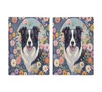 Border Collie Reisepasshülle mit Blumenmuster, ultradünn, PU-Leder, Reisedokumenten-Organizer, kompakt, Premium, internationaler US-Pass, Schutzhülle für Damen und Herren