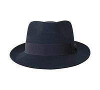 Borges & Scott B&S Premium Doyle - Teardrop Fedora Hut - 100% Wollfilz - perfekt zum Reisen - was-serabweisend - Unisex - 58cm Schwarz