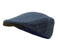 Borges & Scott Die Sloan - Flat Cap aus Irish Tweed und Nubukleder - Nachthimmel - L