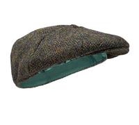 Borges & Scott Dingwall Schirmmütze 8-TLG. - Schiebermütze Herren aus 100% handgewebter Wolle Harris Tweed - Wasserabweisend - Waldfarbe 62cm