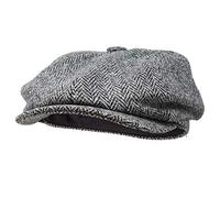 Borges & Scott Lomond Schirmmütze Newsboy - Schiebermütze aus 100% handgewebter Wolle - Harris Tweed - wasserabweisend - Holzkohle 58cm