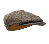 Borges & Scott Lomond Schirmmütze Newsboy - Schiebermütze aus 100% handgewebter Wolle - Harris Tweed - wasserabweisend - Fischgrätenmuster 56cm