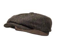 Borges & Scott Lomond Schirmmütze Newsboy - Schiebermütze aus 100% handgewebter Wolle - Harris Tweed - wasserabweisend - Kaffee 58cm