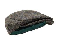 Borges & Scott Nevis Schirmmütze - Schiebermütze aus 100% handgewebter Wolle - Harris Tweed - wasserabweisend - Waldfarbe 62cm