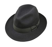 Borges & Scott Swift - Fedora - Leichtgewichtig - 100% Wollfilz - Für die Reise knautschbar - Wasserabweisend - Snap Brim - 62cm Dunkelgrau