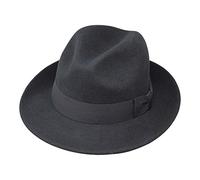 Borges & Scott Swift - Fedora - Leichtgewichtig - 100% Wollfilz - Für die Reise knautschbar - Wasserabweisend - Snap Brim - 58cm Schwarz