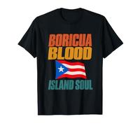 Boricua Blood Island Soul Boricua Pride Puerto Rico Flagge T-Shirt