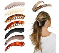 BORISCA 8 Stück Bananen Haarspange Groß, 4 Gewellte Banana Clip 12cm + 4 Bananenspange 13cm, Haarklammer Groß Vintage Pferdeschwanz Haarspange für Damen Mädchen Dicke Mittleres Haar (Mehrere Farben)