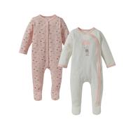 Bornino BASICS 2er-Pack Schlafoveralls 62 rosa/offwhite interlock