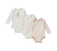 Bornino Lieblinge 3er-Pack Bodys langarm Ringel Schaf Wolken 50 beige/natur interlock