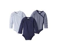 Bornino BASICS 3er-Pack Wickelbodys langarm 74 blau interlock