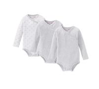 Bornino BASICS 3er-Pack Wickelbodys langarm 74 grau interlock